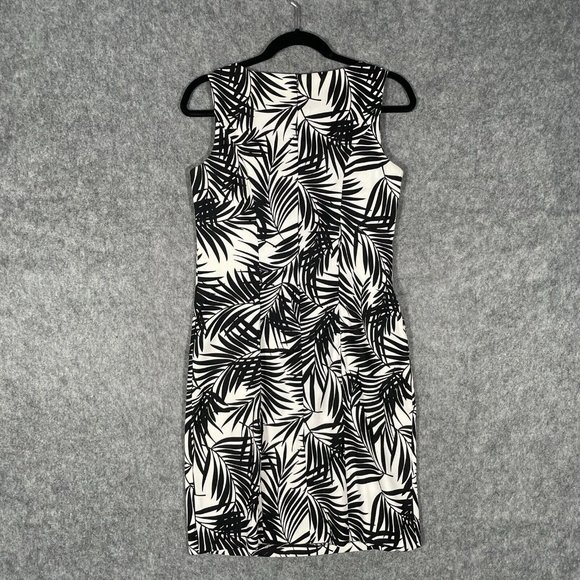 Dressbarn Womans Shift Dress Black White Zip Floral Career Church Size 6 - Picture 3 of 7